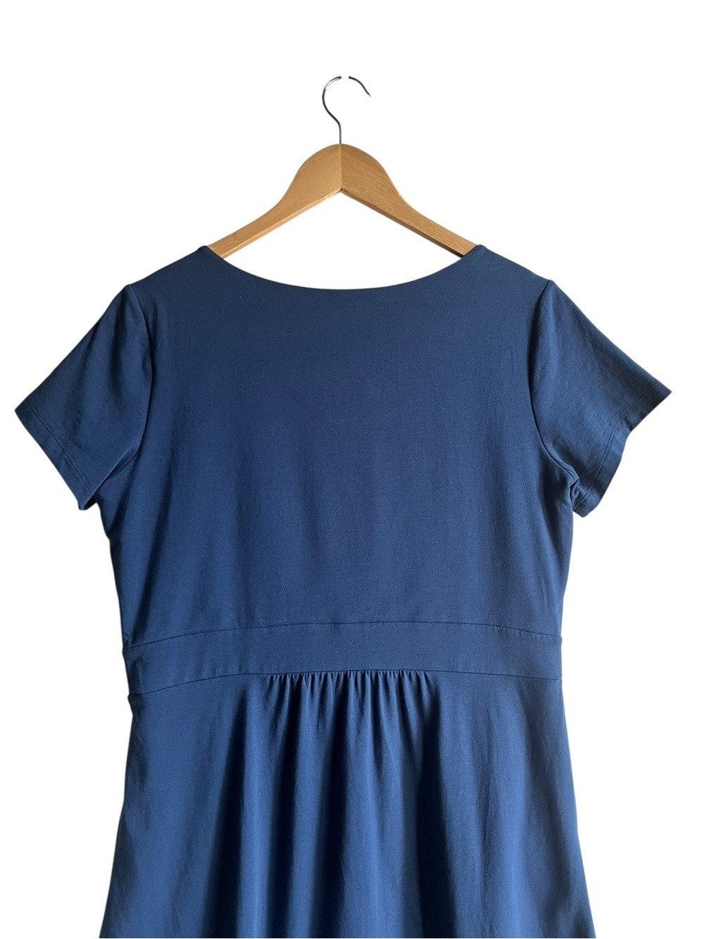 L.L.Bean Easy Cotton Fit & Flare Dress Medium Blue Pockets - Picture 12 of 16